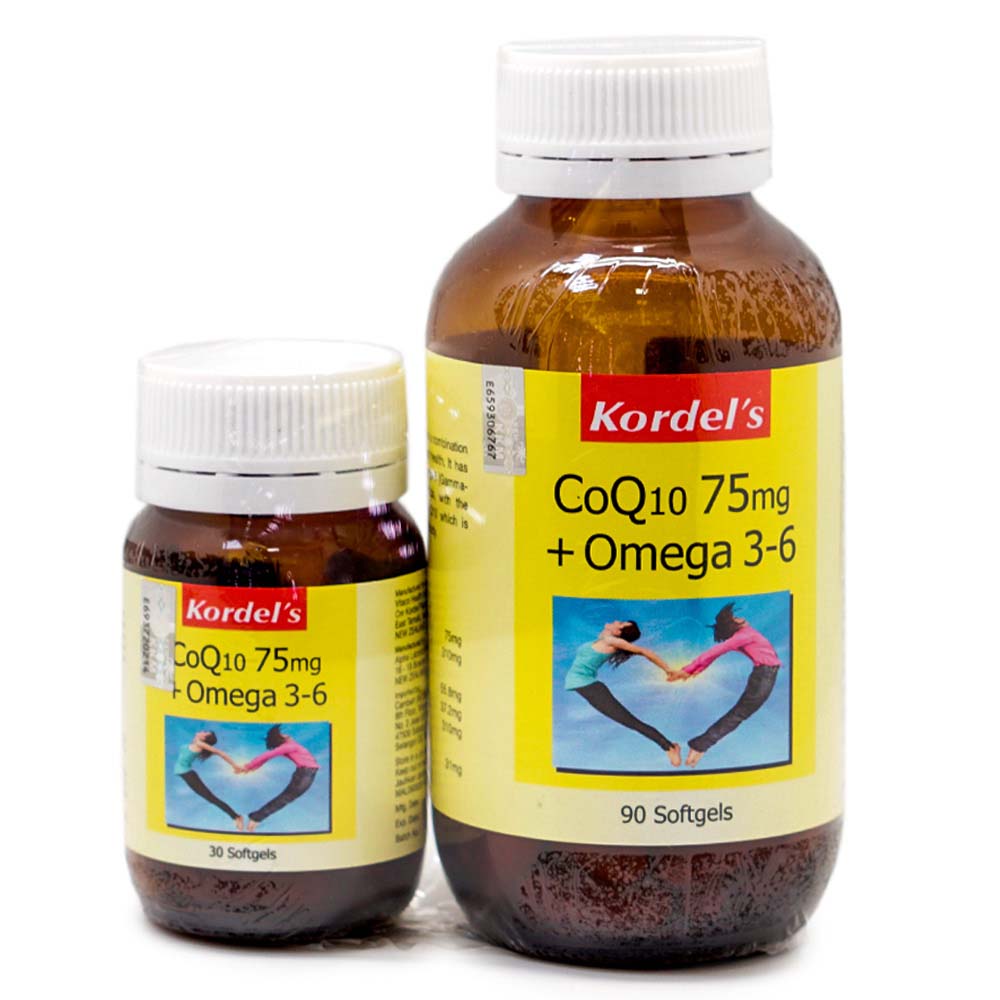 Health Shop Kordel's CoQ10 75mg + Omega 36 90s FOC 30s